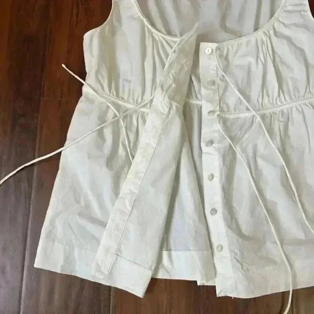 Rebecca Taylor Tie-Front Button-Down Baby Doll Tank Top - Picture 14 of 15